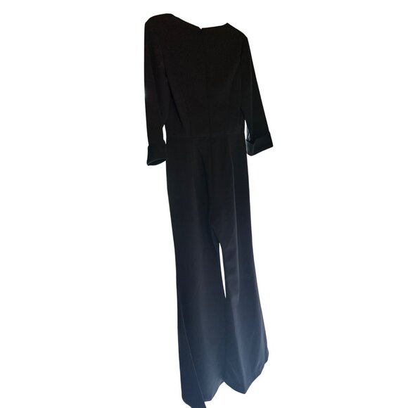 Ieena For Mac Duggal Black Jumpsuit With Plunge Neckline & Bow Accents Size 6 - Picture 11 of 12